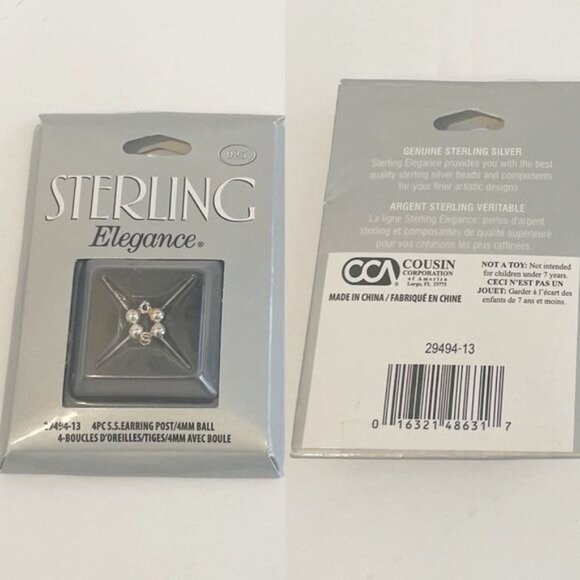 Sterling Elegance Sterling Silver Jewelry Making Supplies 5 Packs Earring Posts - Picture 4 of 8